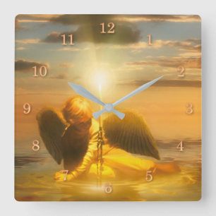 Angel Child LIGHT THE WORLD Quadratische Wanduhr