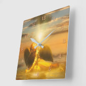 Angel Child LIGHT THE WORLD Quadratische Wanduhr (Winkel)