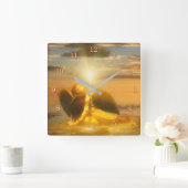 Angel Child LIGHT THE WORLD Quadratische Wanduhr (Zuhause)