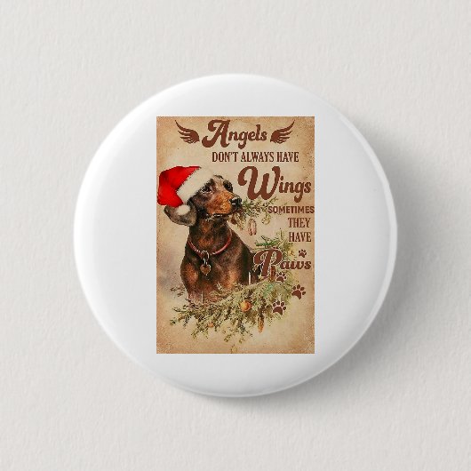 Angel Christmas Dackeln Button (Vorderseite)