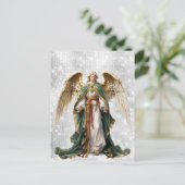Angel Christmas Holiday Winter Watercolor Postkarte (Stehend Vorderseite)