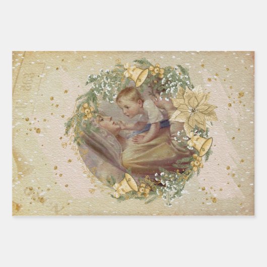 Angel Christmas Mutter und Kind Geschenkpapier Set (Vorderseite)