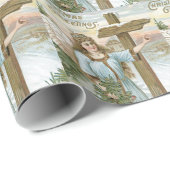 Angel Christmas Tree Cross Winter Hütte Geschenkpapier (Rolleneckpunkt)