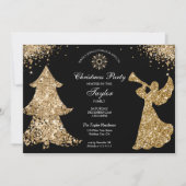 Angel Christmas Tree Family Dinner Party Einladung (Vorderseite)