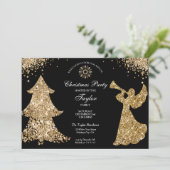 Angel Christmas Tree Family Dinner Party Einladung (Stehend Vorderseite)