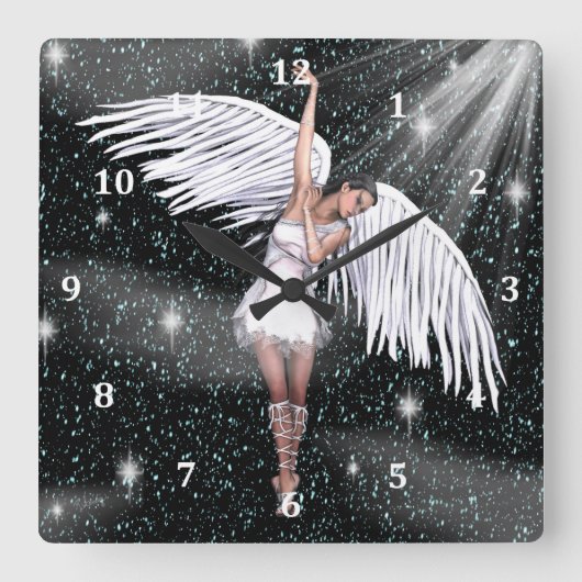 Angel Clock Quadratische Wanduhr (Vorderseite)