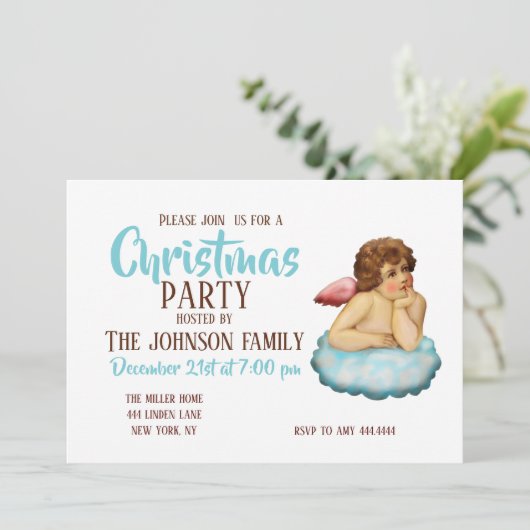 Angel Cloud Cupid Einladung (Stehend Vorderseite)