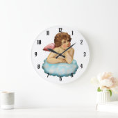 Angel Cloud Cupid Große Wanduhr (Zuhause)