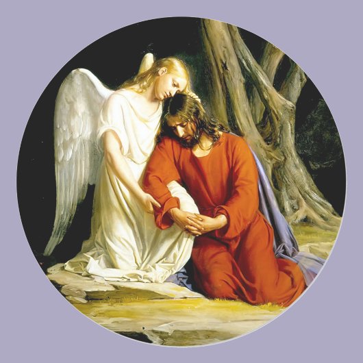 Angel Comforts Jesus bei Gethsemane Runder Aufkleber