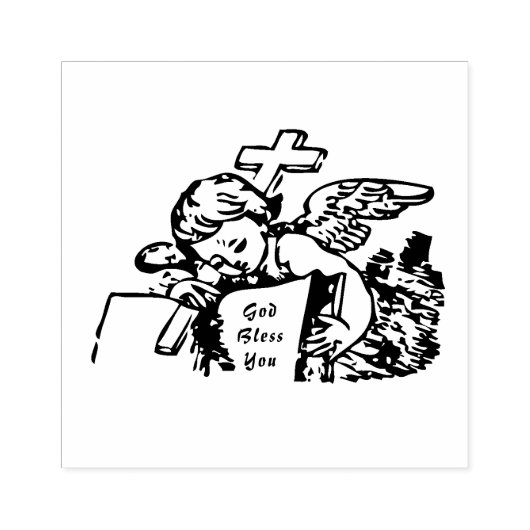 Angel Cross Bible "Gott segne dich" Gummistempel (Prägung)
