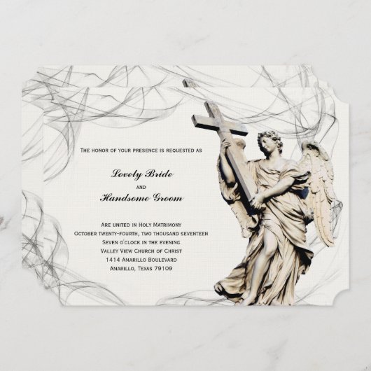 Angel Cross Christlich Hochzeit Einladung (Vorne/Hinten)