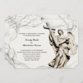 Angel Cross-katholische Hochzeit Einladung (Vorne/Hinten)