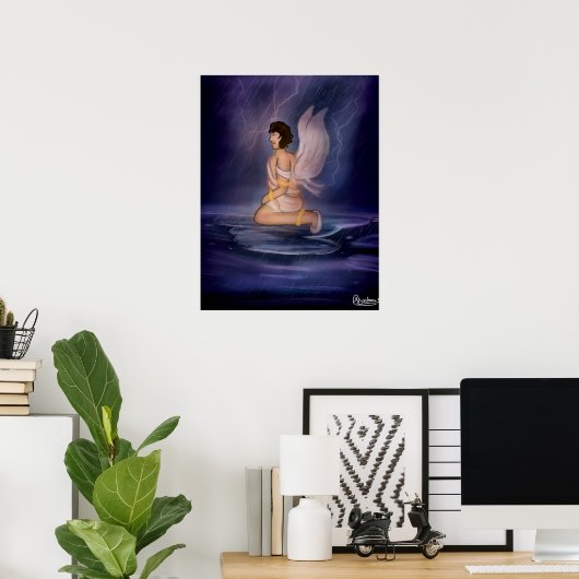 Angel dark blue wall art poster (Heimbüro)