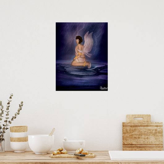 Angel dark blue wall art poster (Küche)