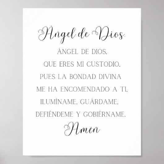 Angel de Dios Spanisches Gebet Poster (Vorne)