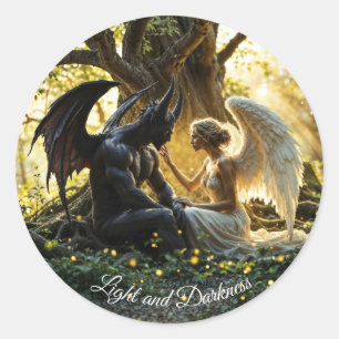 Angel Demon übernatürliches helles Design Runder Aufkleber