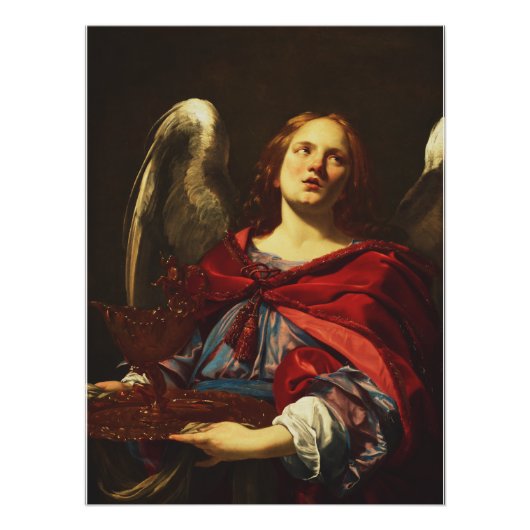 Angel, der das Schiff und das Handtuch hält Poster (Vorderseite)