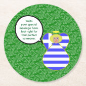 Angel der griechischen Flagge - Blond Personalisie Runder Pappuntersetzer (Vorderseite)