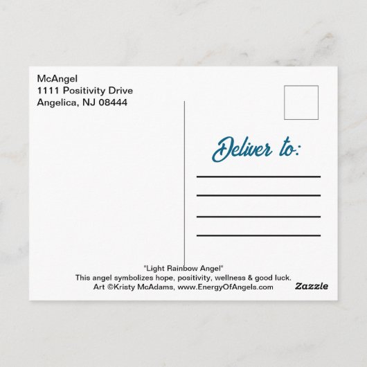 Angel der Hoffnung Rainbow Inspiration Zitat Kunst Postkarte (Rückseite)
