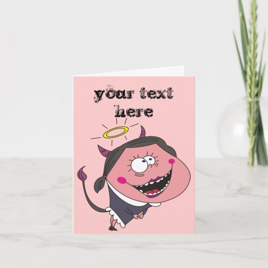 Angel Devil Girl Funny Personalisierte Grußkarten Karte (Vorderseite)