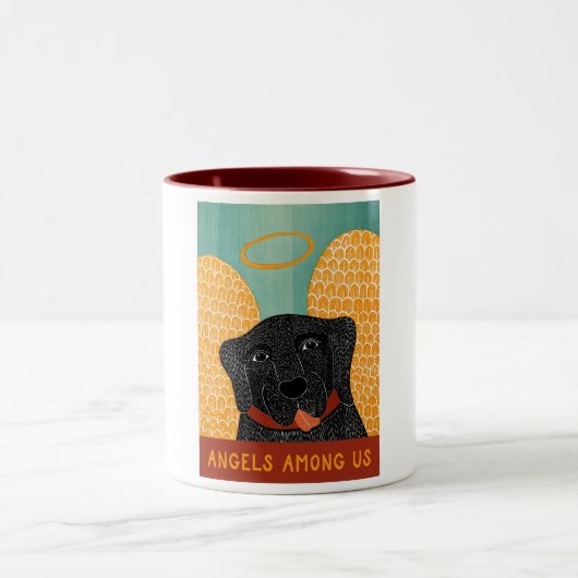 Angel Dog Black Angels unter uns Zweifarbige Tasse (Mittel)
