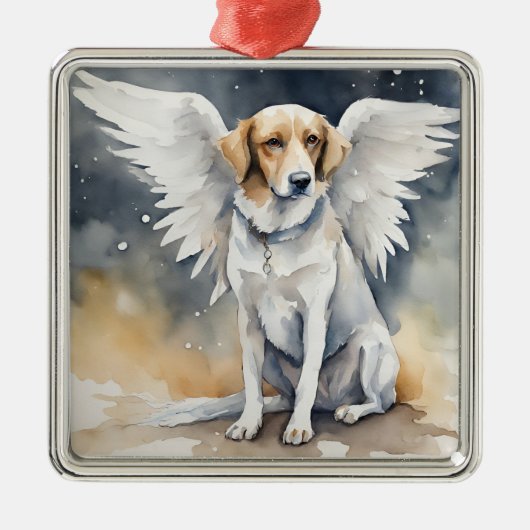 Angel Dog Watercolor Ornament Aus Metall (Vorne)