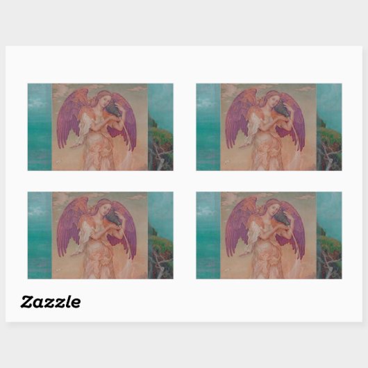 Angel durch den Ozean Rechteckiger Aufkleber (Blatt)