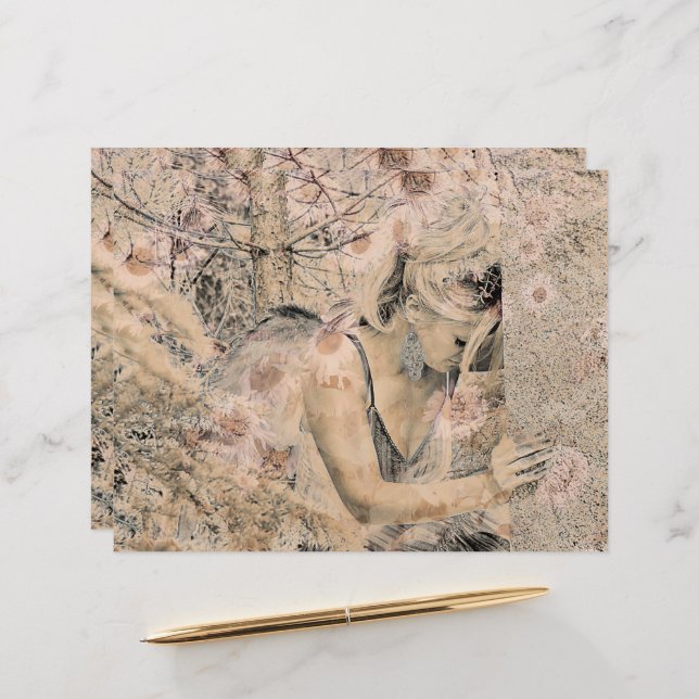 Angel Elegant Boho Floral Antique Sepia (Vorderseite/Rückseite Beispiel)