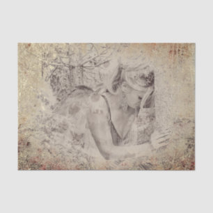 Angel Elegant Boho Floral Antique Sepia Textur Seidenpapier