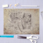 Angel Elegant Boho Floral Antique Sepia Textur Seidenpapier (Handwerk)