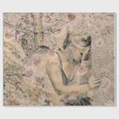 Angel Elegant Boho Floral Sepia Antique Geschenkpapier (Flach)