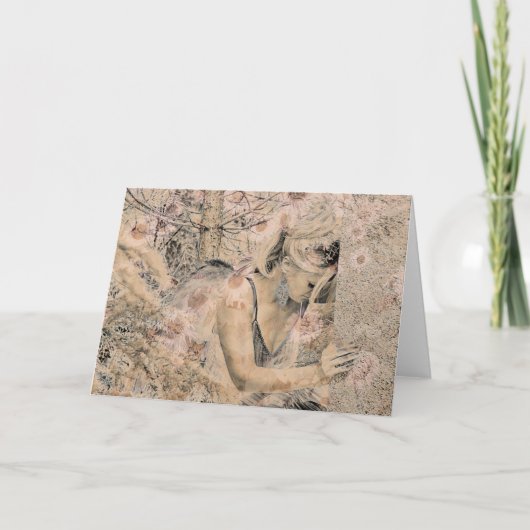 Angel Elegant Boho Floral Sepia Antique Karte (Vorderseite)