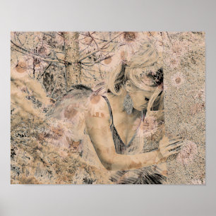 Angel Elegant Boho Sepia Flora Alte Villa dei Cedr Poster