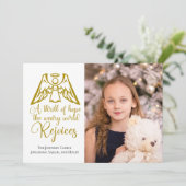 Angel Elegant Goldene Familie Foto Weihnachten (Stehend Vorderseite)