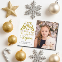 Angel Elegant Goldene Familie Foto Weihnachten