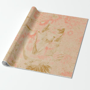 Angel Elegante Himmlisch Sepia Rosa Blütenantike Geschenkpapier