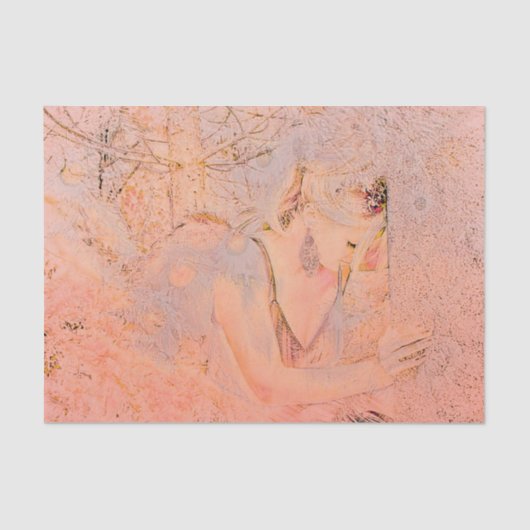 Angel Elegante Rose Goldener Pfirsich Blues Seidenpapier (Vorderseite)