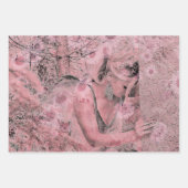 Angel Elegante Vintag Pastel Rosa Blütenantik Geschenkpapier Set (Vorderseite 3)