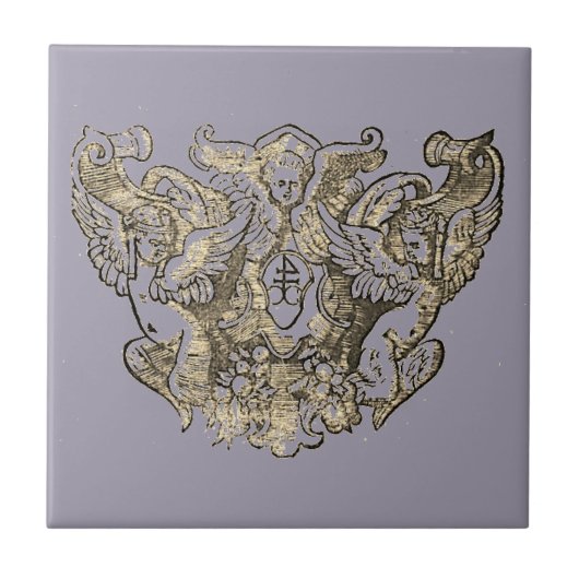 Angel Engelsputte Coat of arms Emblem baroque Fliese (Vorderseite)