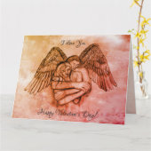 Angel Eros in der Liebe, ich Liebe dir, Valentinst Karte (Gelbe Blume)