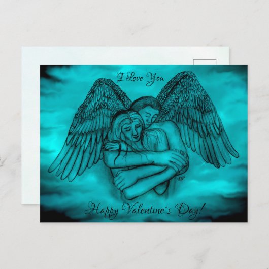 Angel Eros in der Liebe, ich Liebe dir, Valentinst Postkarte (Vorne/Hinten)
