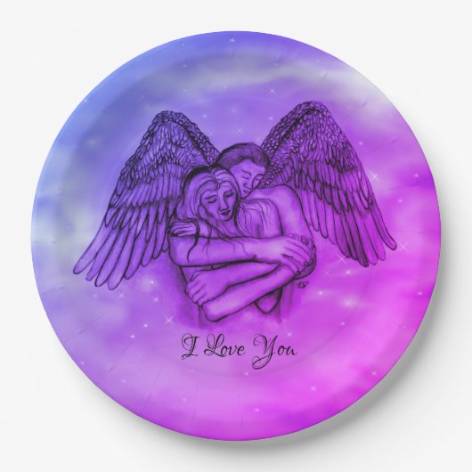 Angel Eros in der Liebe, ich Liebe Sie Pappteller (Vorderseite)