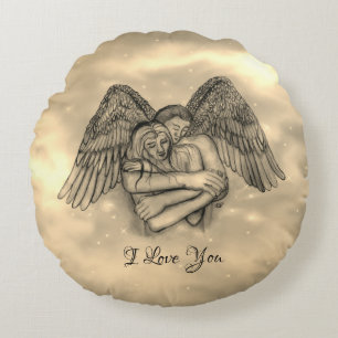 Angel Eros in der Liebe, ich Liebe Sie Rundes Kissen