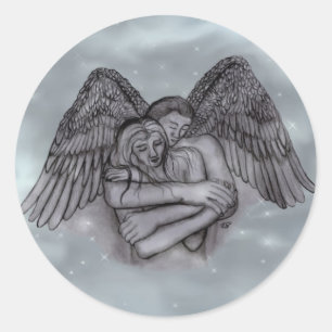 Angel Eros in der Liebe Runder Aufkleber