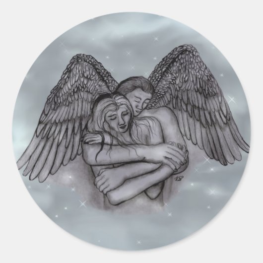 Angel Eros in der Liebe Runder Aufkleber (Vorderseite)