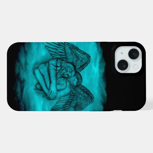 Angel Eros in Liebe in Schwarz und Grün iPhone Hülle (Rückseite (Horizontal))