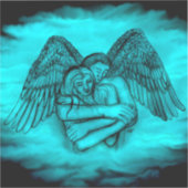 Angel Eros in Liebe , Schwarz und Grün Aufkleber (Vorderseite)