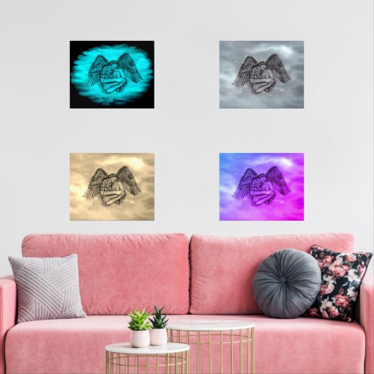 Angel Eros in Liebe , Schwarz und Grün Bilderwand Sets (Wohnzimmer)