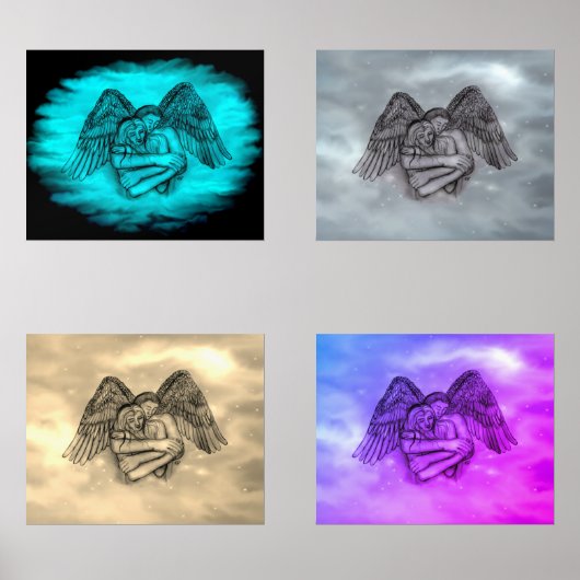 Angel Eros in Liebe , Schwarz und Grün Bilderwand Sets (Vorderseite)