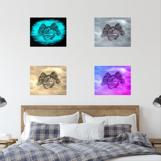 Angel Eros in Liebe , Schwarz und Grün Bilderwand Sets (Schlafzimmer)